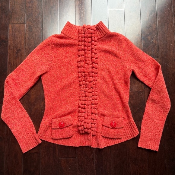 Moth Jackets & Blazers - Moth By Anthropologie “Floating Sparks” Wool Women’s Cardigan Size XS Orange/Red